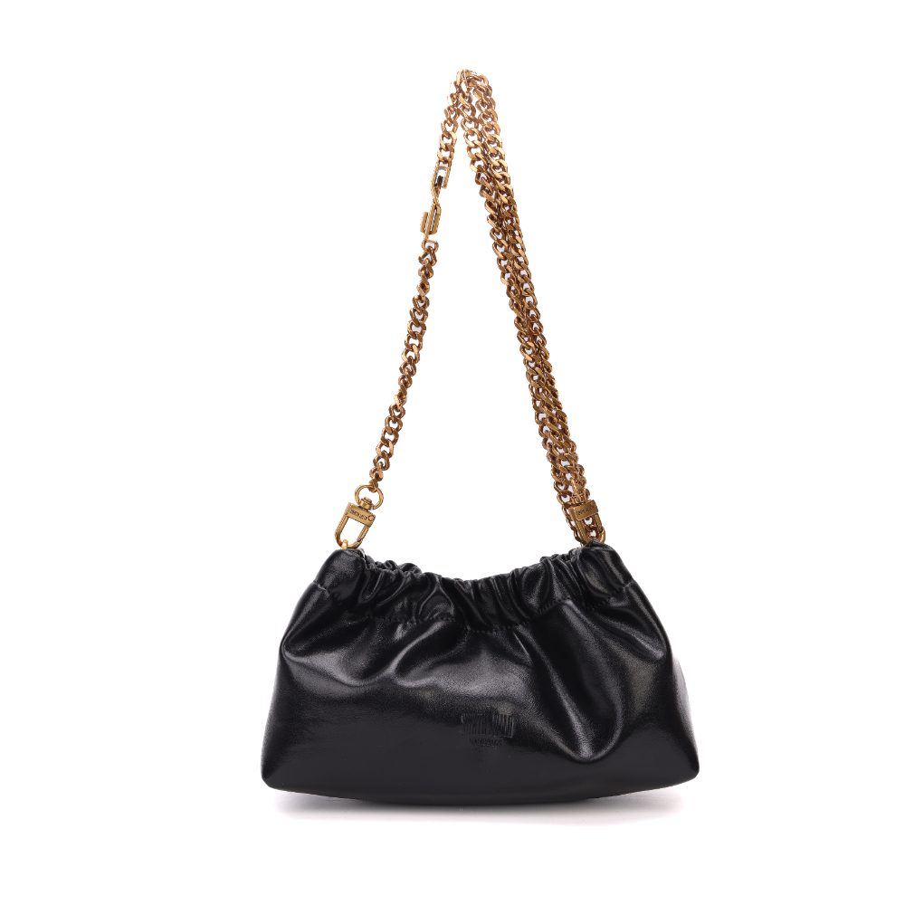 Bolsa Baguete Santa Lolla Preta Alça Corrente Dourada