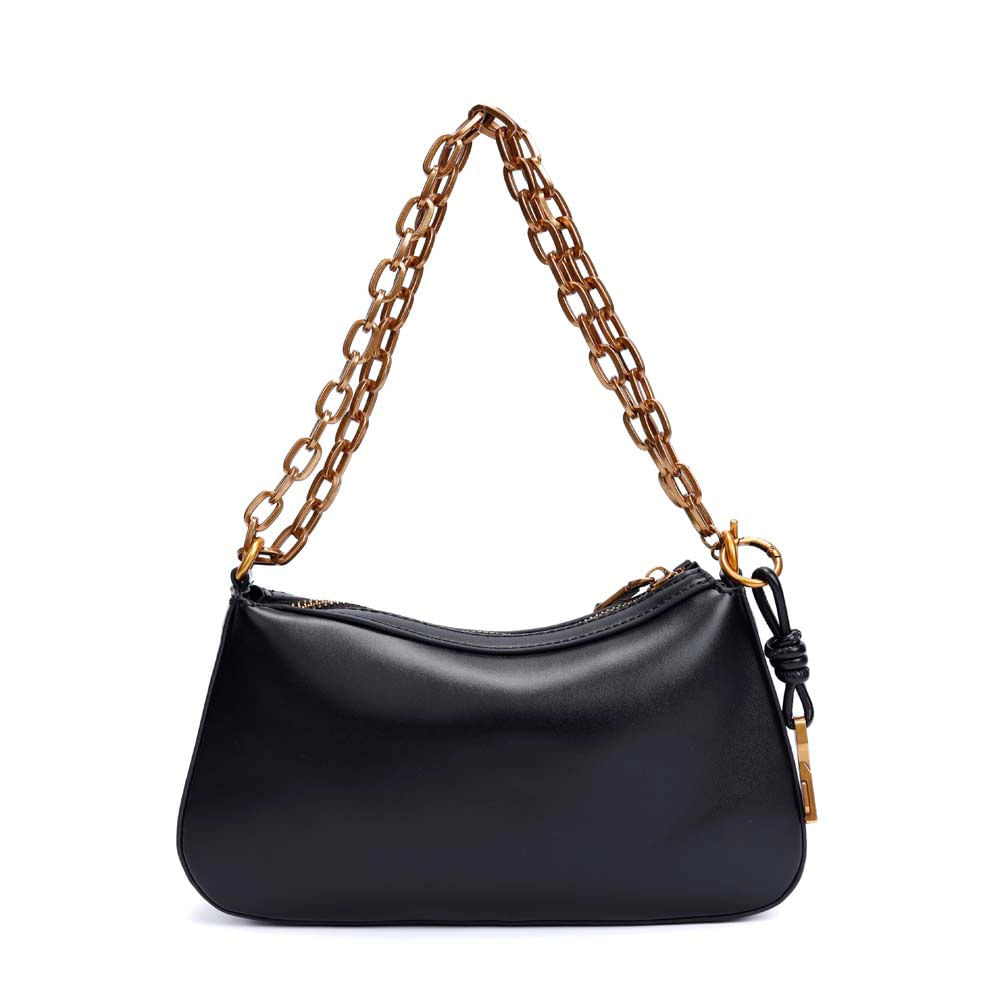 Bolsa Baguete Santa Lolla Preta Alça Corrente Zíper