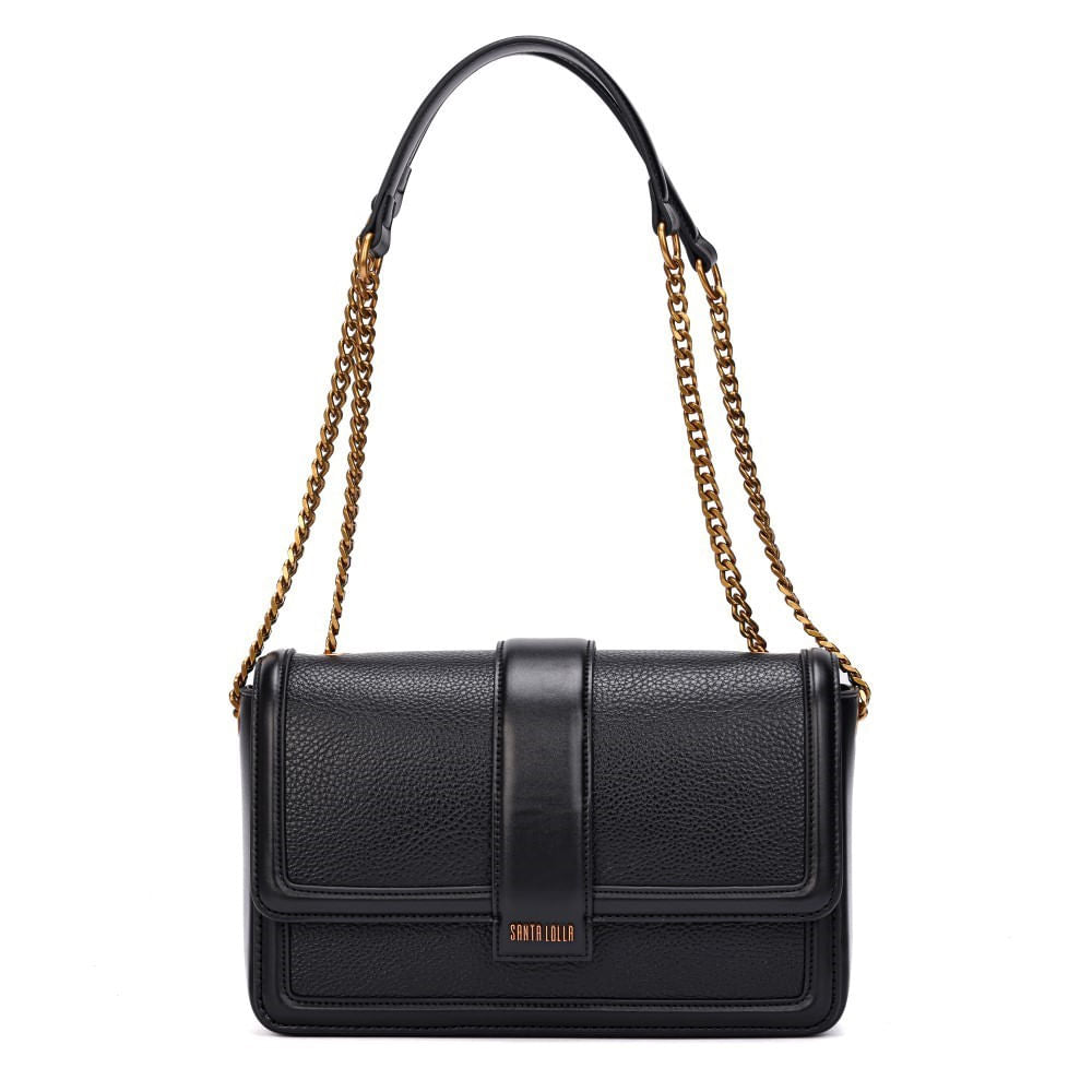 Bolsa Baguete Santa Lolla Preta Alça Correntes