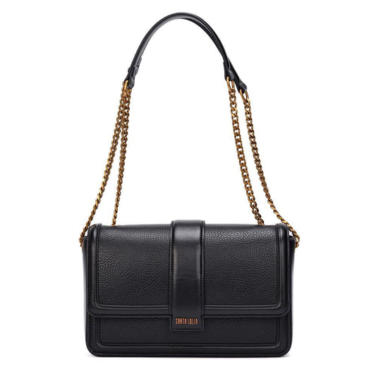 Bolsa Baguete Santa Lolla Preta Alça Correntes