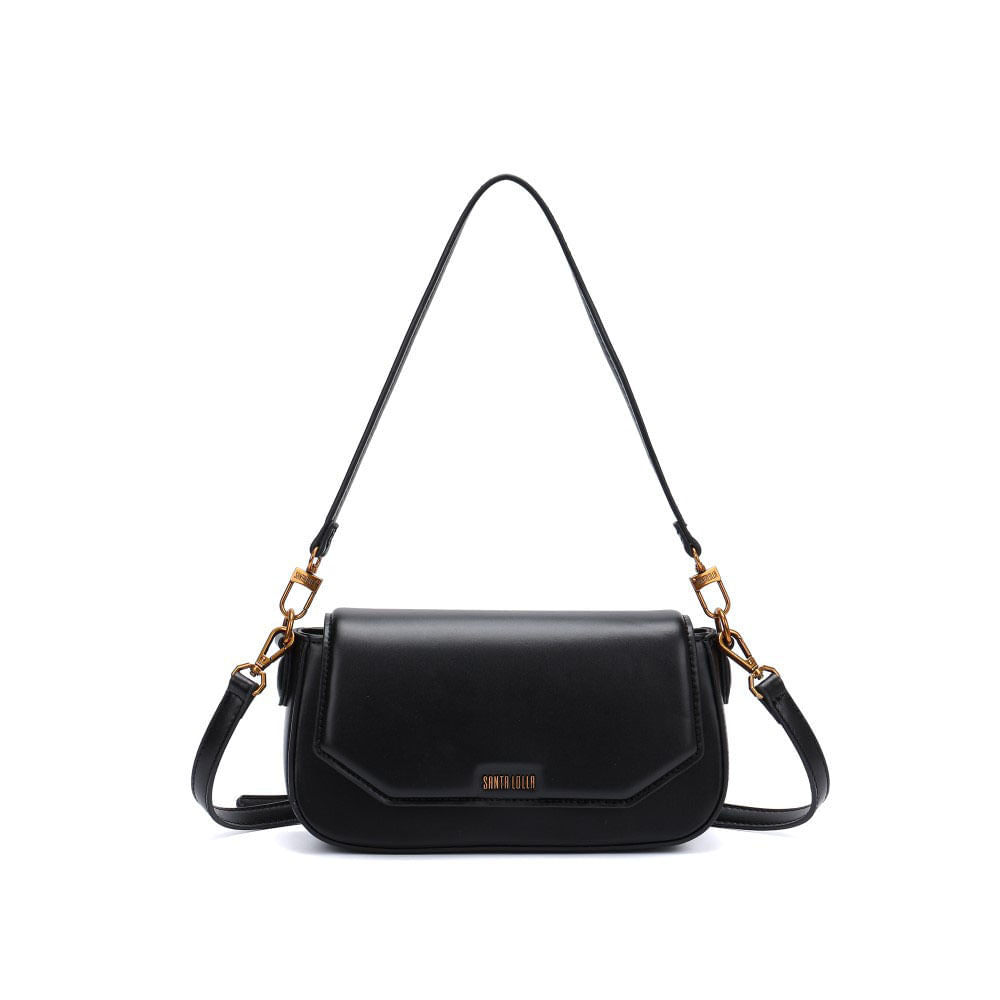 Bolsa Baguete Santa Lolla Preta Alça Dupla