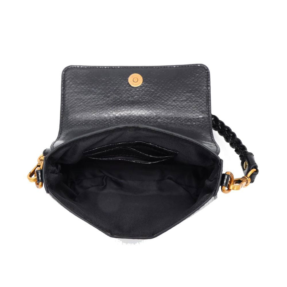 Bolsa Baguete Santa Lolla Preta Alça Trançada