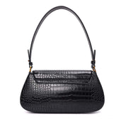 Bolsa Baguete Santa Lolla Preta Croco Alça Dupla
