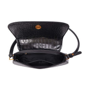 Bolsa Baguete Santa Lolla Preta Croco Alça Dupla