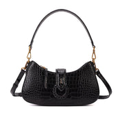 Bolsa Baguete Santa Lolla Preta Croco Alças Duplas