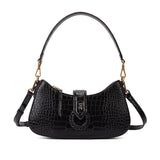 Bolsa Baguete Santa Lolla Preta Croco Alças Duplas