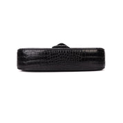 Bolsa Baguete Santa Lolla Preta Croco Alças Duplas