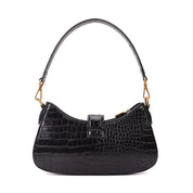 Bolsa Baguete Santa Lolla Preta Croco Alças Duplas