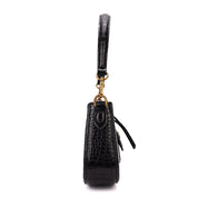 Bolsa Baguete Santa Lolla Preta Croco Alças Duplas