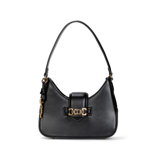 Bolsa Baguete Santa Lolla Preta Detalhe Dourado