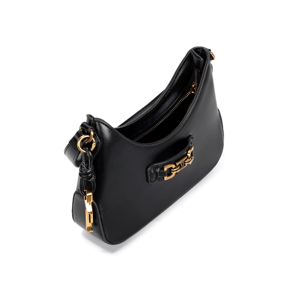 Bolsa Baguete Santa Lolla Preta Detalhe Dourado