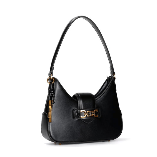 Bolsa Baguete Santa Lolla Preta Detalhe Dourado