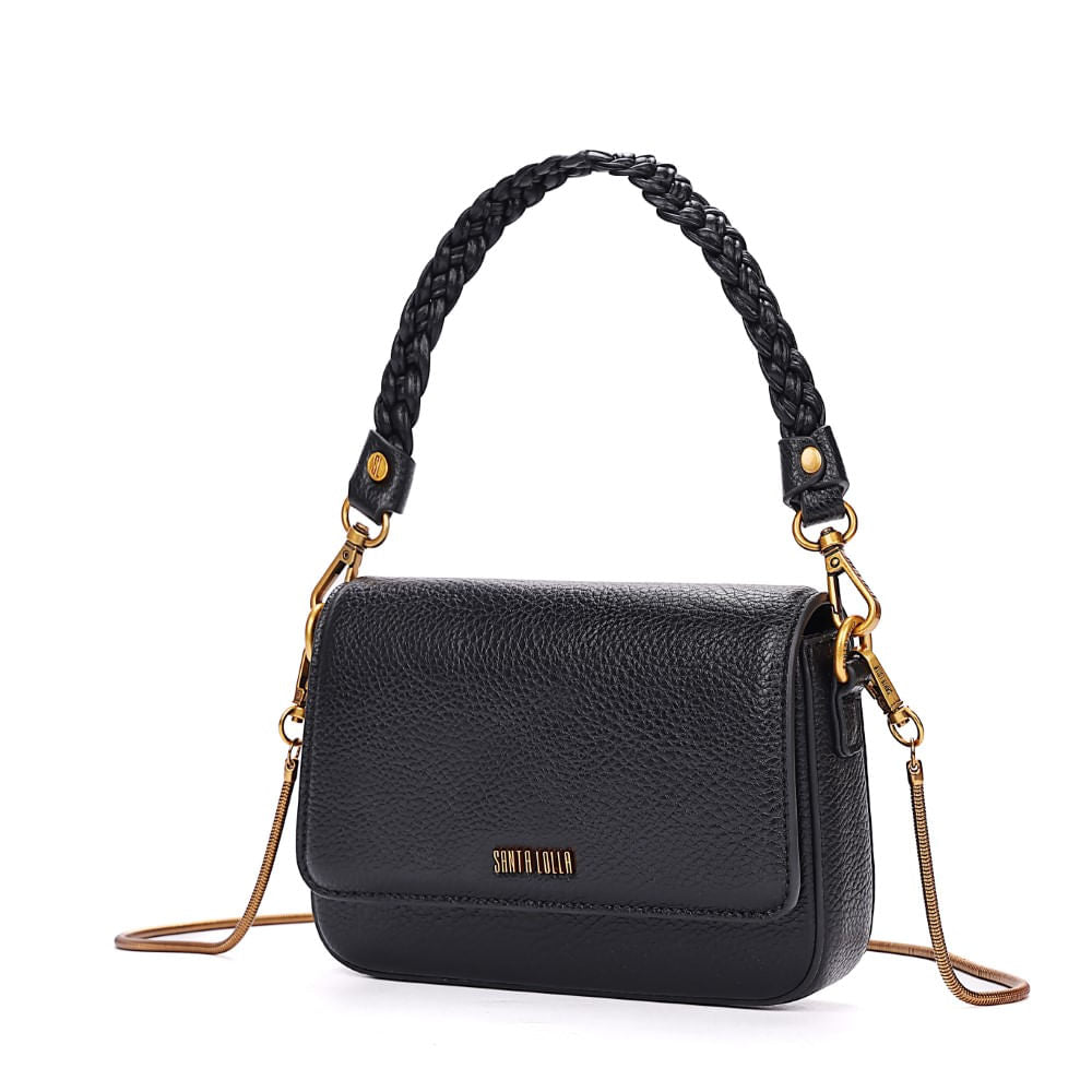 Bolsa Baguete Santa Lolla Preta Duas Alças 