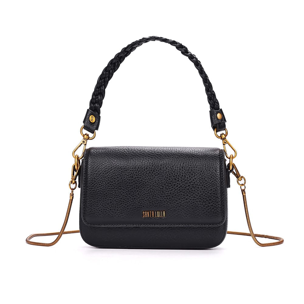 Bolsa Baguete Santa Lolla Preta Duas Alças 