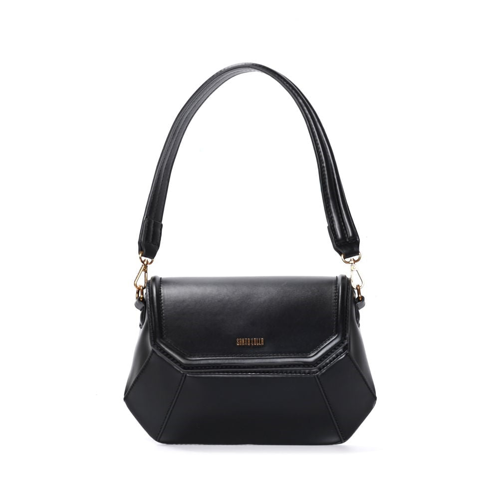 Bolsa Baguete Santa Lolla Preta Estruturada Alça De Ombro 