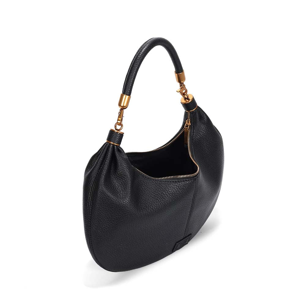 Bolsa Baguete Santa Lolla Preta Meia-Lua Zíper