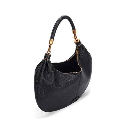 Bolsa Baguete Santa Lolla Preta Meia-Lua Zíper