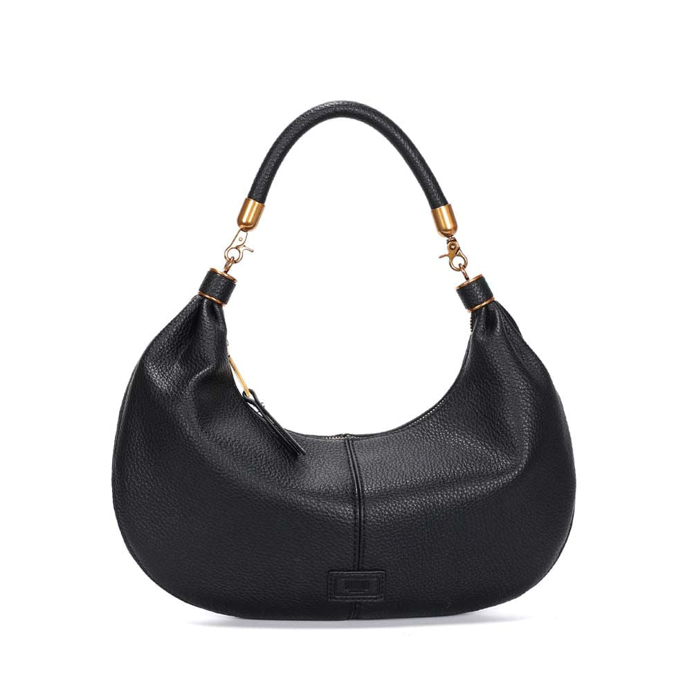 Bolsa Baguete Santa Lolla Preta Meia-Lua Zíper