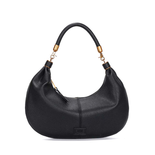 Bolsa Baguete Santa Lolla Preta Meia-Lua Zíper