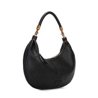 Bolsa Baguete Santa Lolla Preta Meia-Lua Zíper