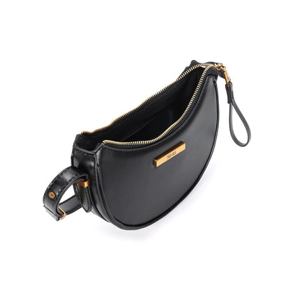 Bolsa Baguete Santa Lolla Preta Meia-Lua Zíper