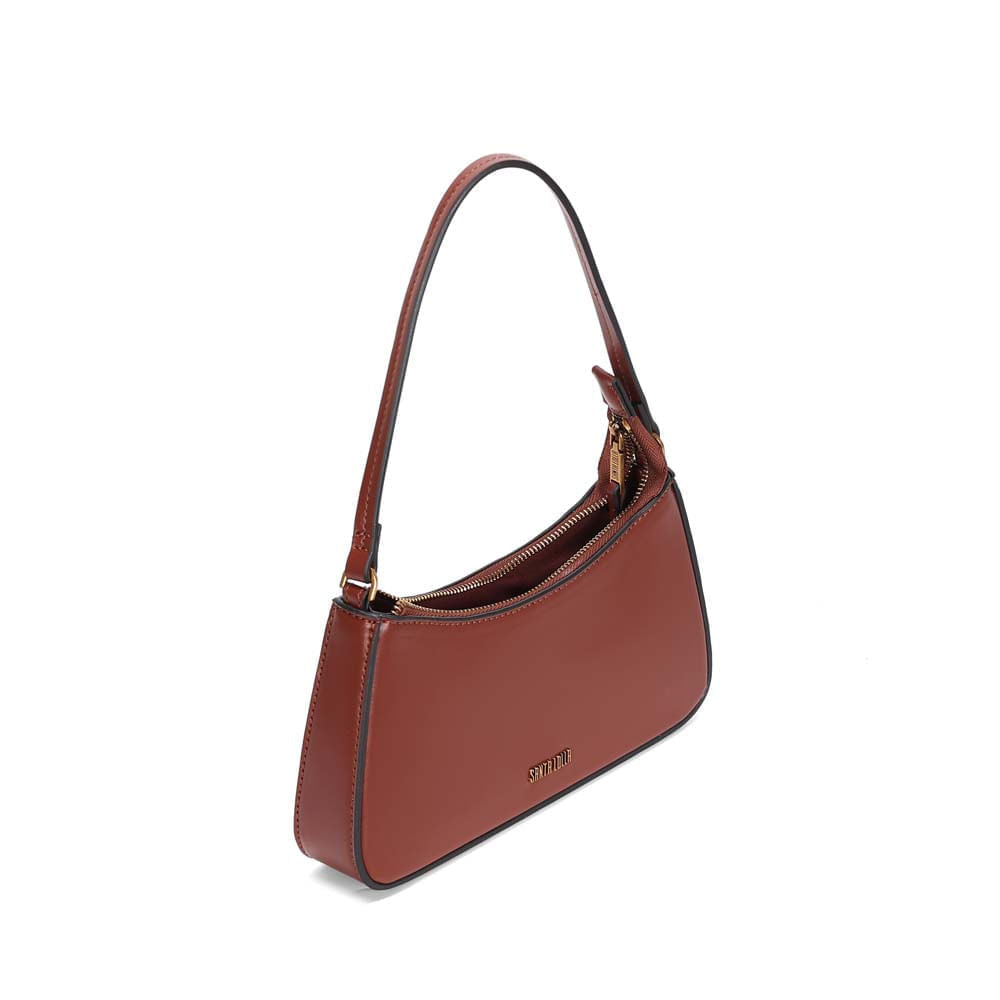 Bolsa Baguete Santa Lolla Terracota Zíper Dourado