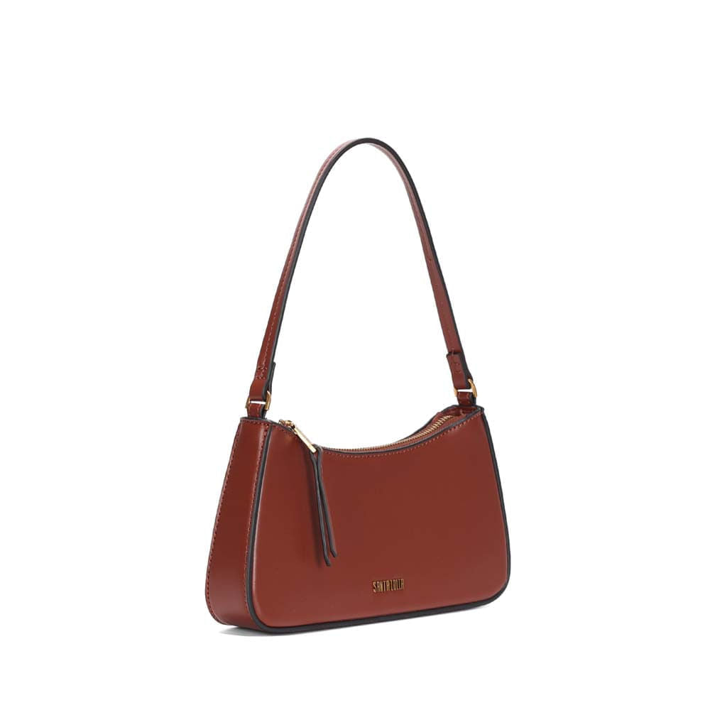 Bolsa Baguete Santa Lolla Terracota Zíper Dourado