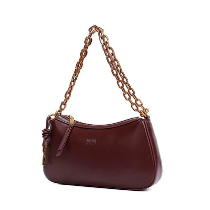 Bolsa Baguete Santa Lolla Vinho Alça Corrente Zíper