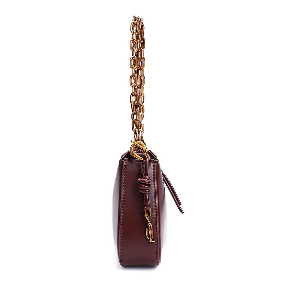 Bolsa Baguete Santa Lolla Vinho Alça Corrente Zíper