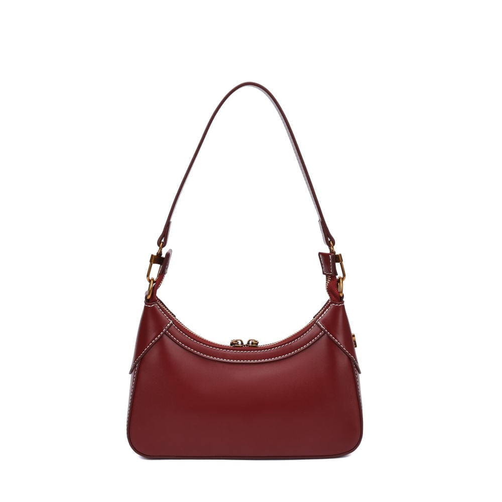 Bolsa Baguete Santa Lolla Vinho Costura Contraste