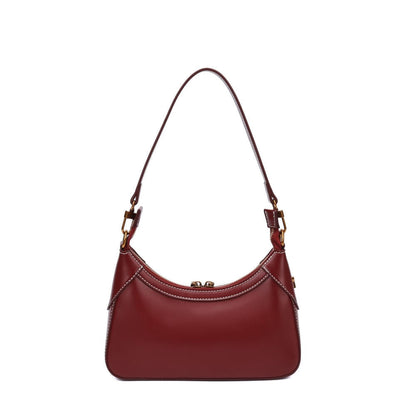 Bolsa Baguete Santa Lolla Vinho Costura Contraste