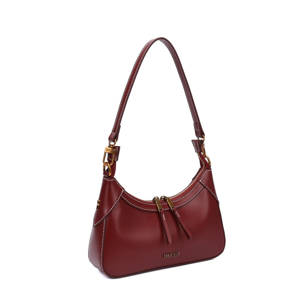 Bolsa Baguete Santa Lolla Vinho Costura Contraste