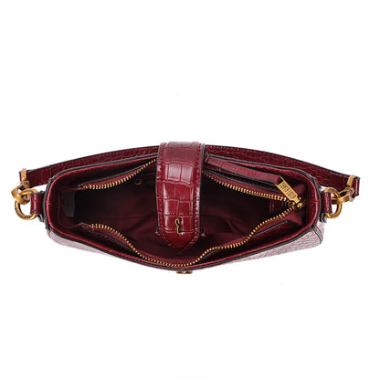Bolsa Baguete Santa Lolla Vinho Croco Alça Dupla