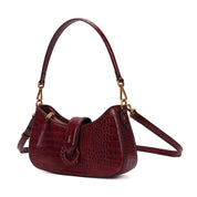 Bolsa Baguete Santa Lolla Vinho Croco Alça Dupla