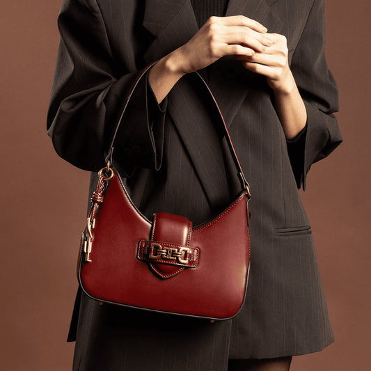 Bolsa Baguete Santa Lolla Vinho Elo Dourado