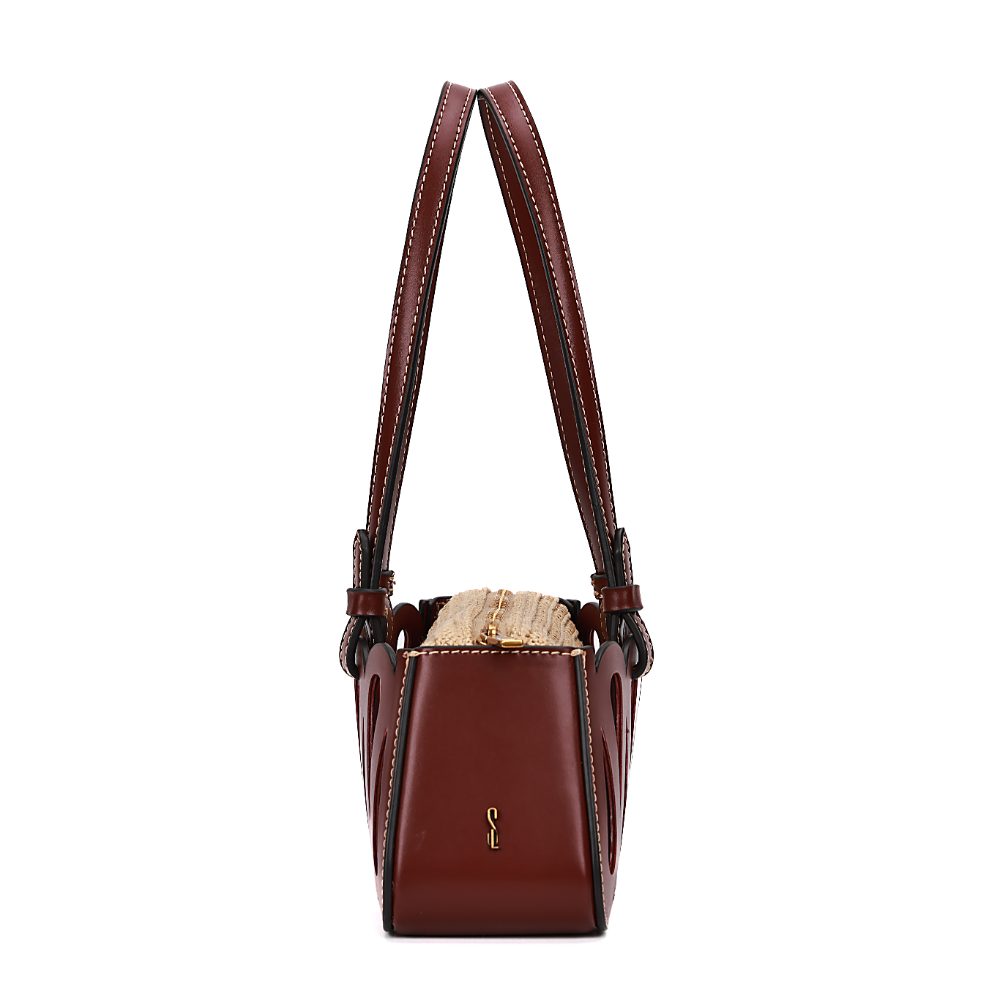 Bolsa Baguete Santa Lolla Vinho Trançada Alça Ombro