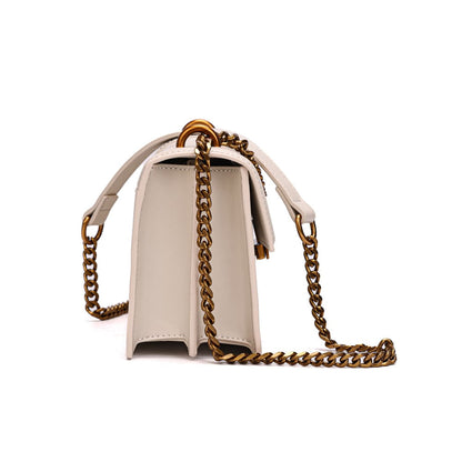 Bolsa Bege Santa Lolla Alça Corrente Transversal 