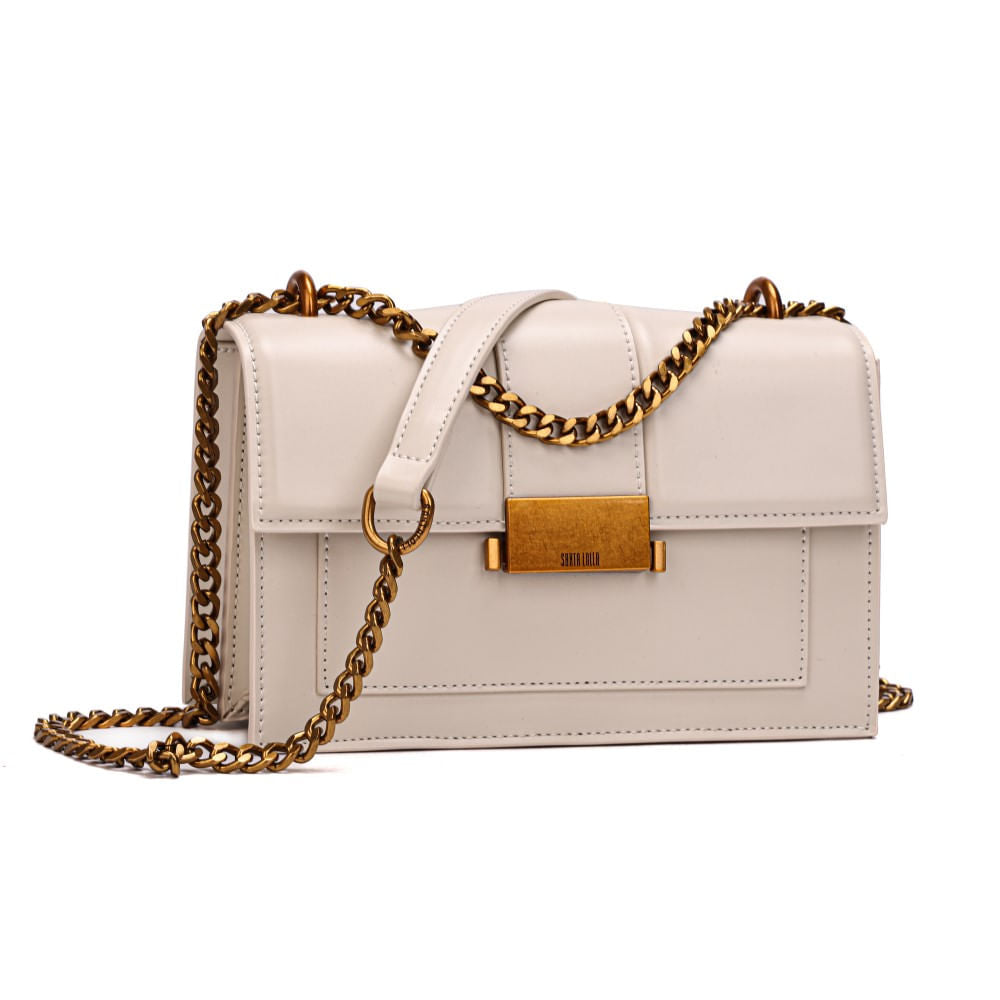 Bolsa Bege Santa Lolla Alça Corrente Transversal 