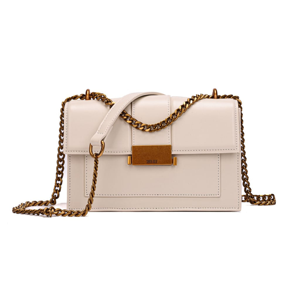 Bolsa Bege Santa Lolla Alça Corrente Transversal 