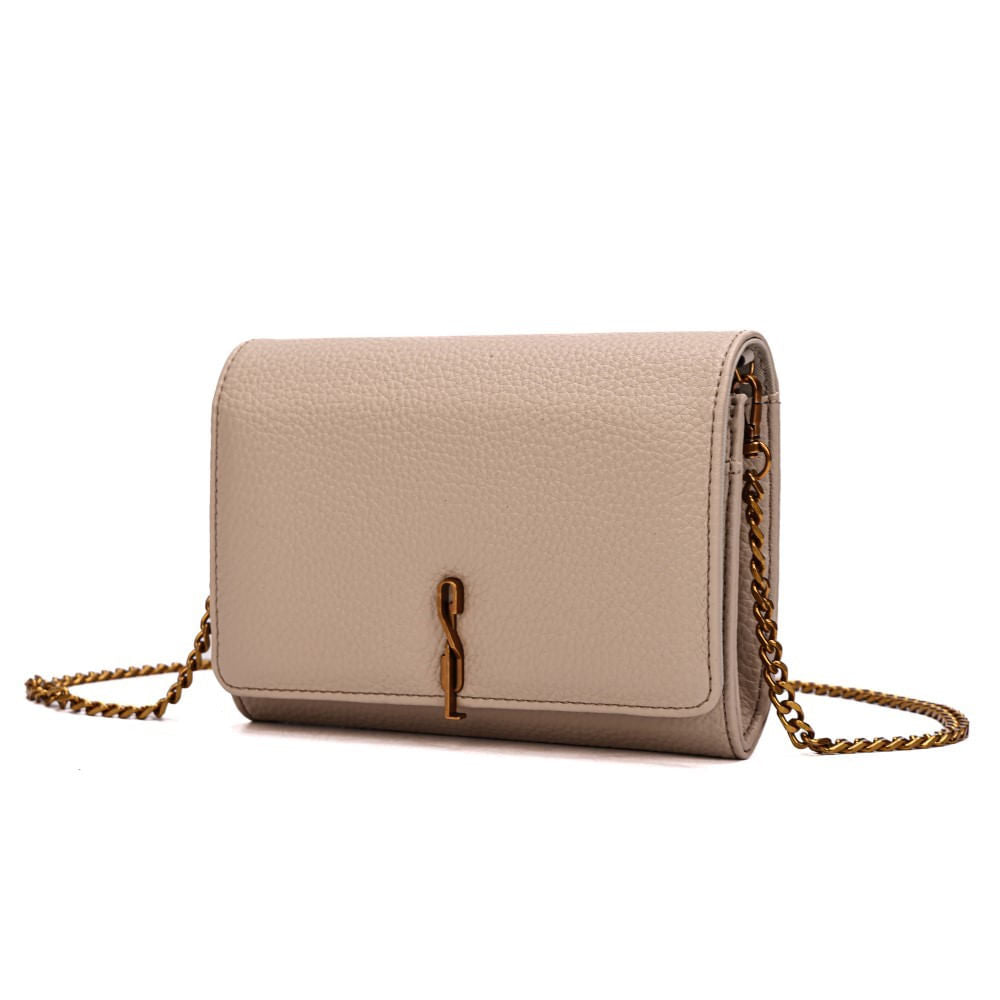 Bolsa Bege Santa Lolla Alça Corrente Transversal 