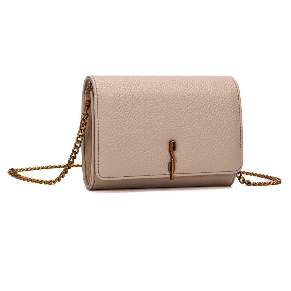 Bolsa Bege Santa Lolla Alça Corrente Transversal 