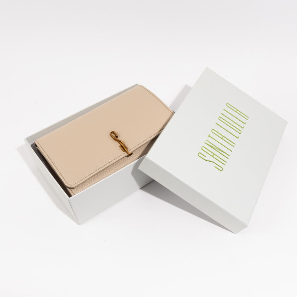 Bolsa Bege Santa Lolla Alça Corrente Transversal 