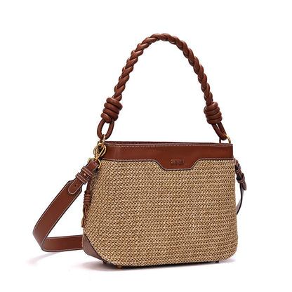 Bolsa Bege Santa Lolla Tramado Alça Dupla 