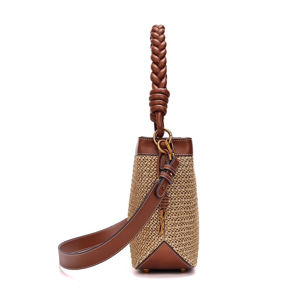 Bolsa Bege Santa Lolla Tramado Alça Dupla 