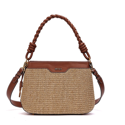 Bolsa Bege Santa Lolla Tramado Alça Dupla 