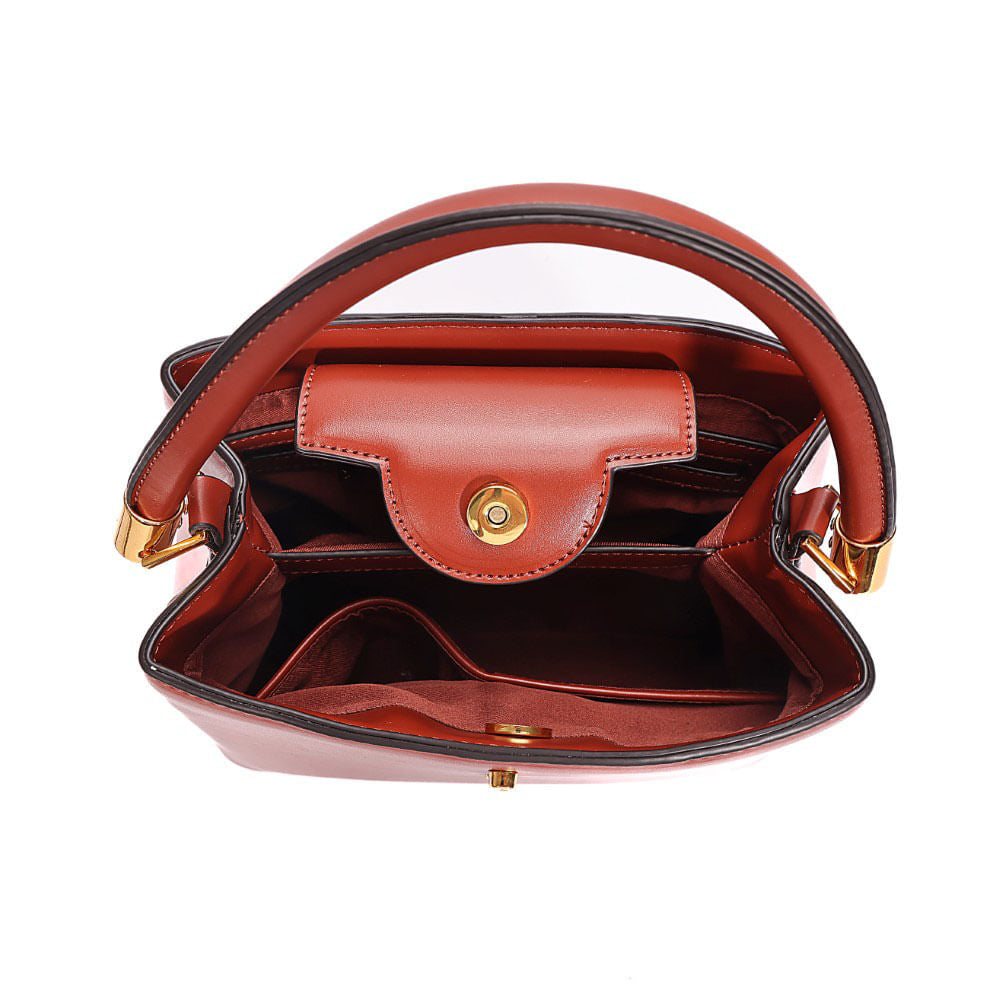 Bolsa Bucket Santa Lolla Marrom Alça Dupla