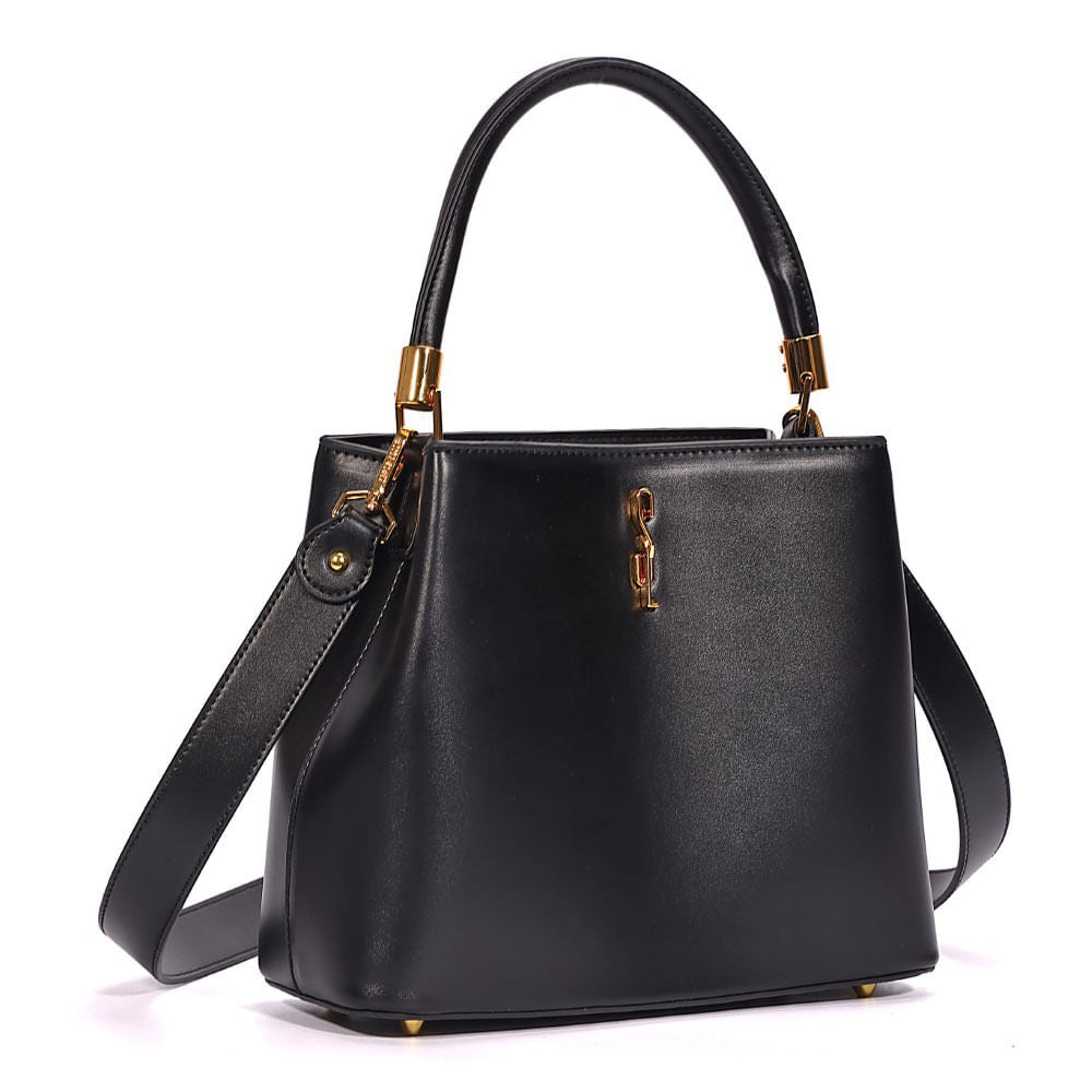 Bolsa Bucket Santa Lolla Preta Alça Dupla