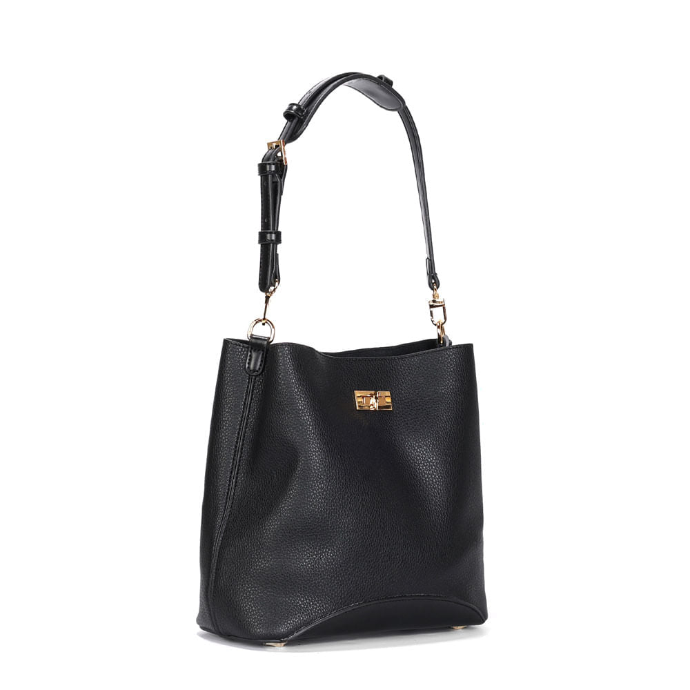Bolsa Bucket Santa Lolla Preta Alça Dupla