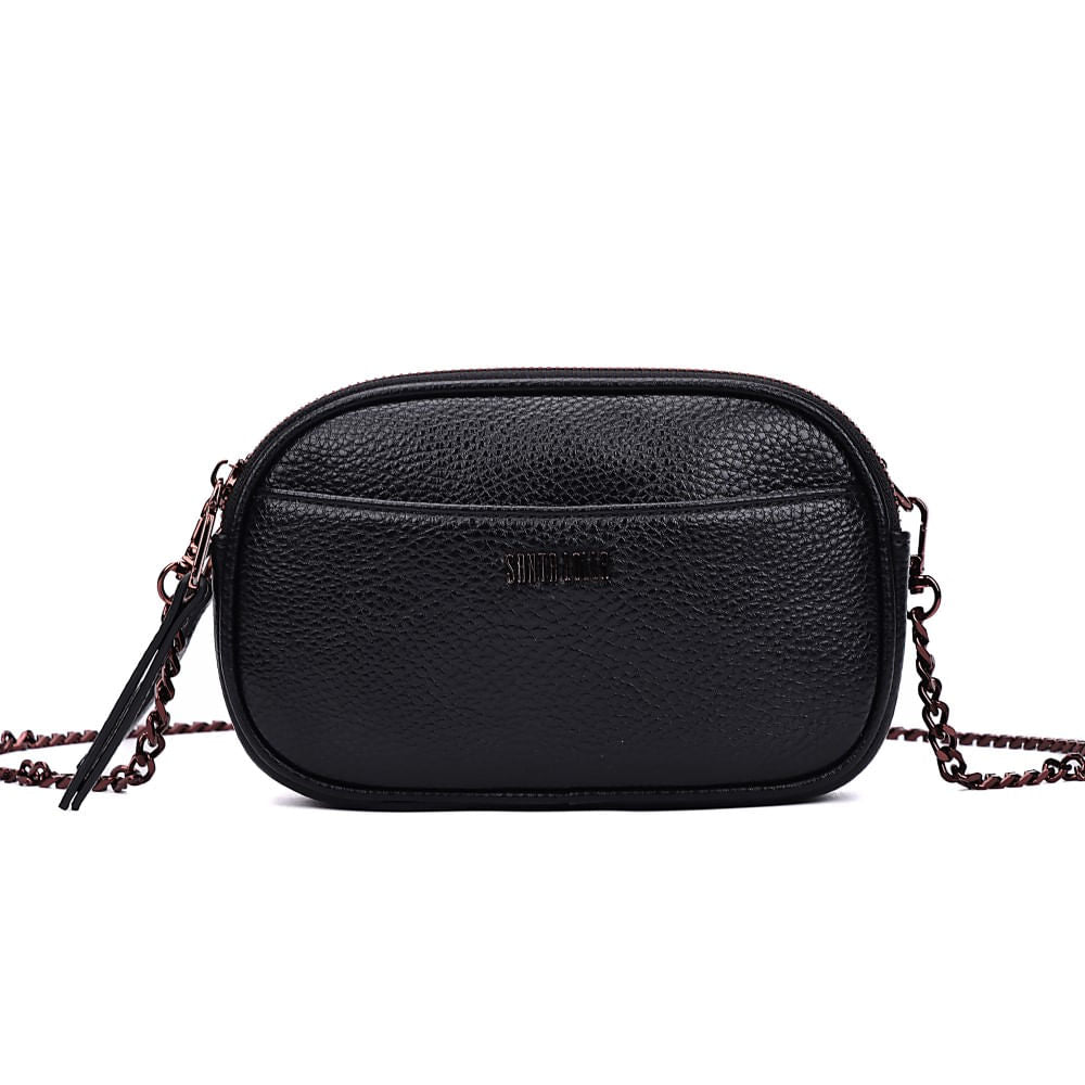 Bolsa Camera Bag Santa Lolla Preta Alça Correntes