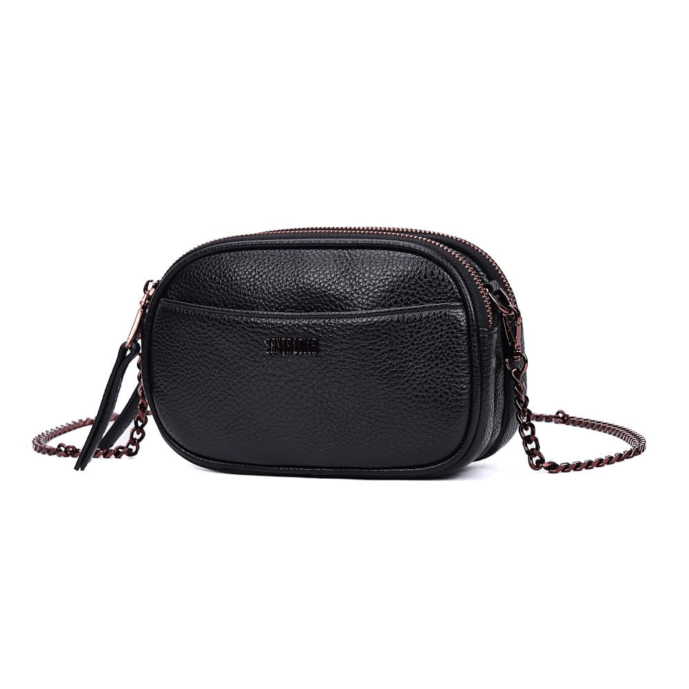 Bolsa Camera Bag Santa Lolla Preta Alça Correntes